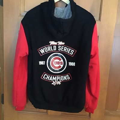 Mem. Univer. Bookstore Mens Red Black Fleece Lined Chicago Cubs Zip Hoodie L