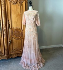 NWT Mac Duggal 18 9199 Floral Embellished Flutter Sleeve A Line Gown 9223