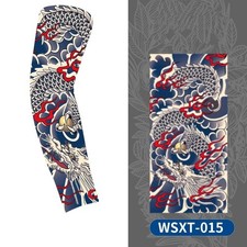 1Pc Seamless Koi Tattoo Arm Sleeve Cooling UV Sun Protection for Sports