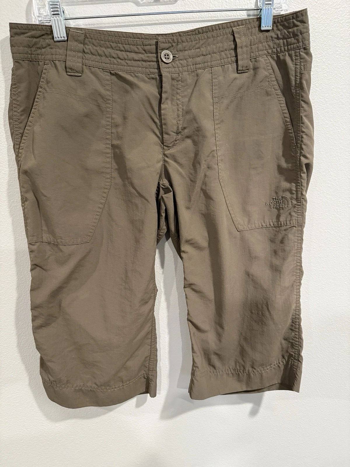 THE NORTH FACE Size 14 Capri Khaki Hiking Pants Nylon Cargo Lightweight