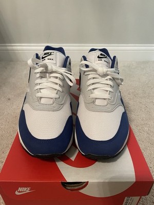 VNDS NIKE AIR MAX 1 WHITE BLACK DEEP ROYAL BLUE MENS SIZE 11.5