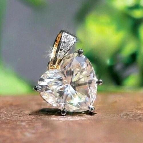 RARE 12 Ct Certified Off White Treated Diamond Solitaire Pendant in 925 Silver