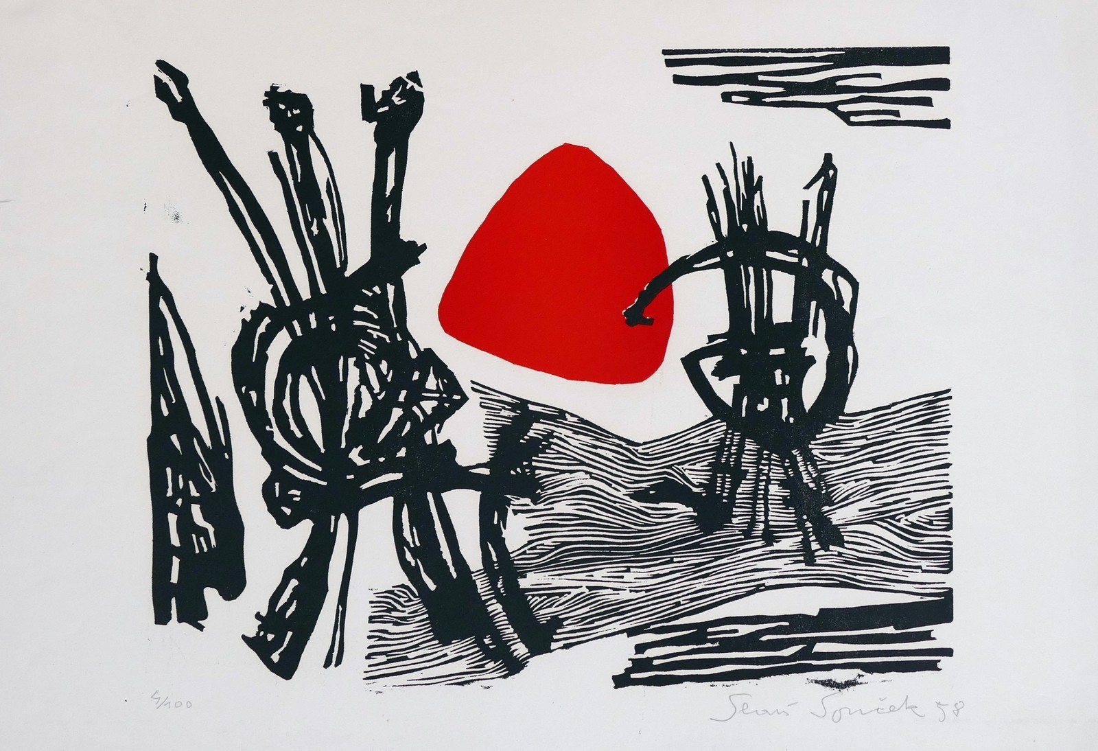 Slavi SOUCEK, Ohne Titel aus 1958 - Farbholzschnitt