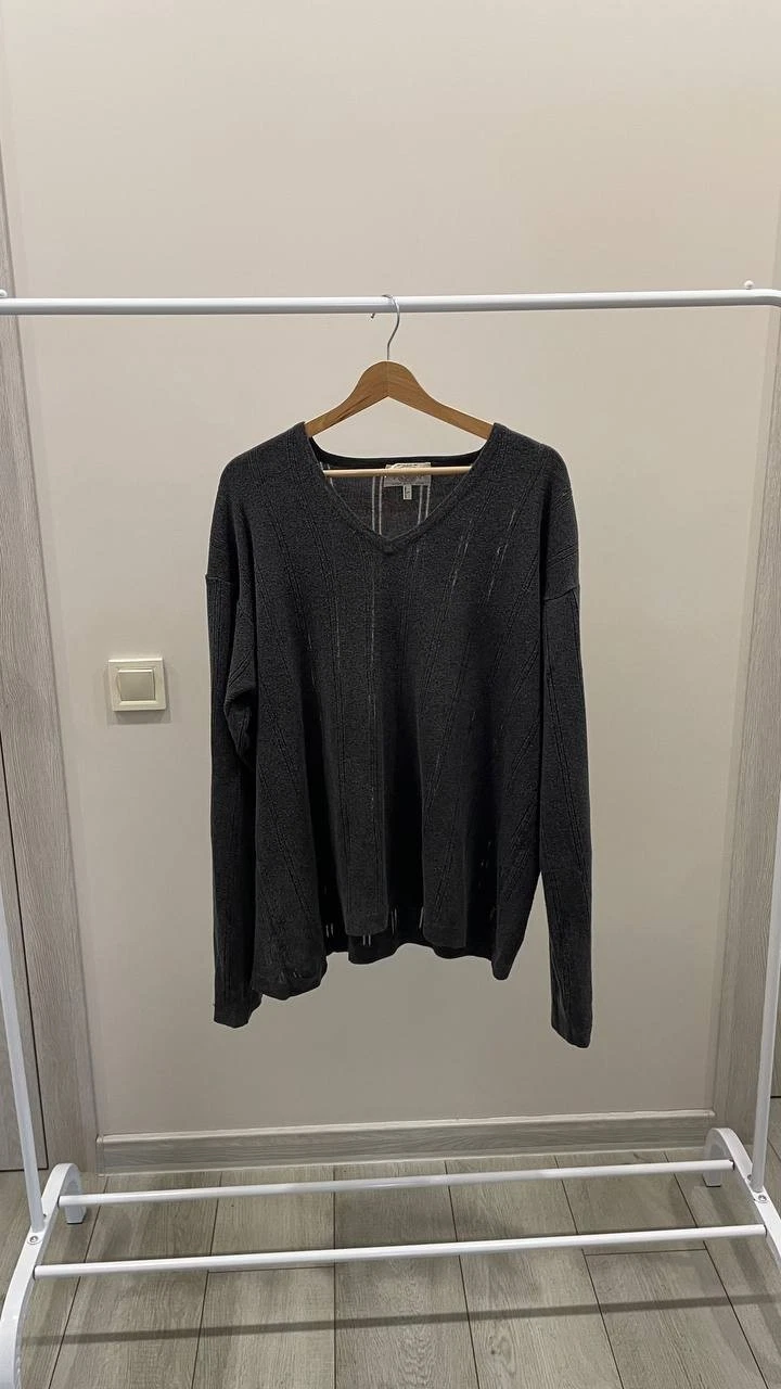 Armani Jeans Vintage 90s Wool Knit Sweater Grey Size L Made in Italy