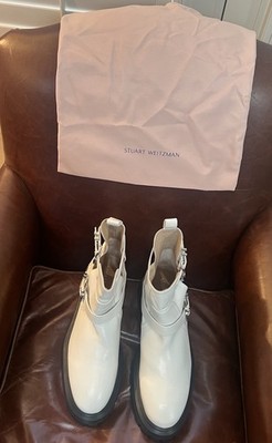 Stuart Weitzman Maverick Bedford White Moto Bootie 11B Women (Retail $395)