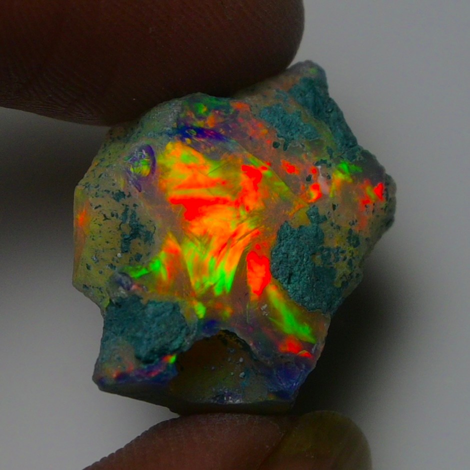 Blue Opal Rough 18.70 Carats, Smoked Ethiopian Welo Opal Rough, Fire Opal Rough