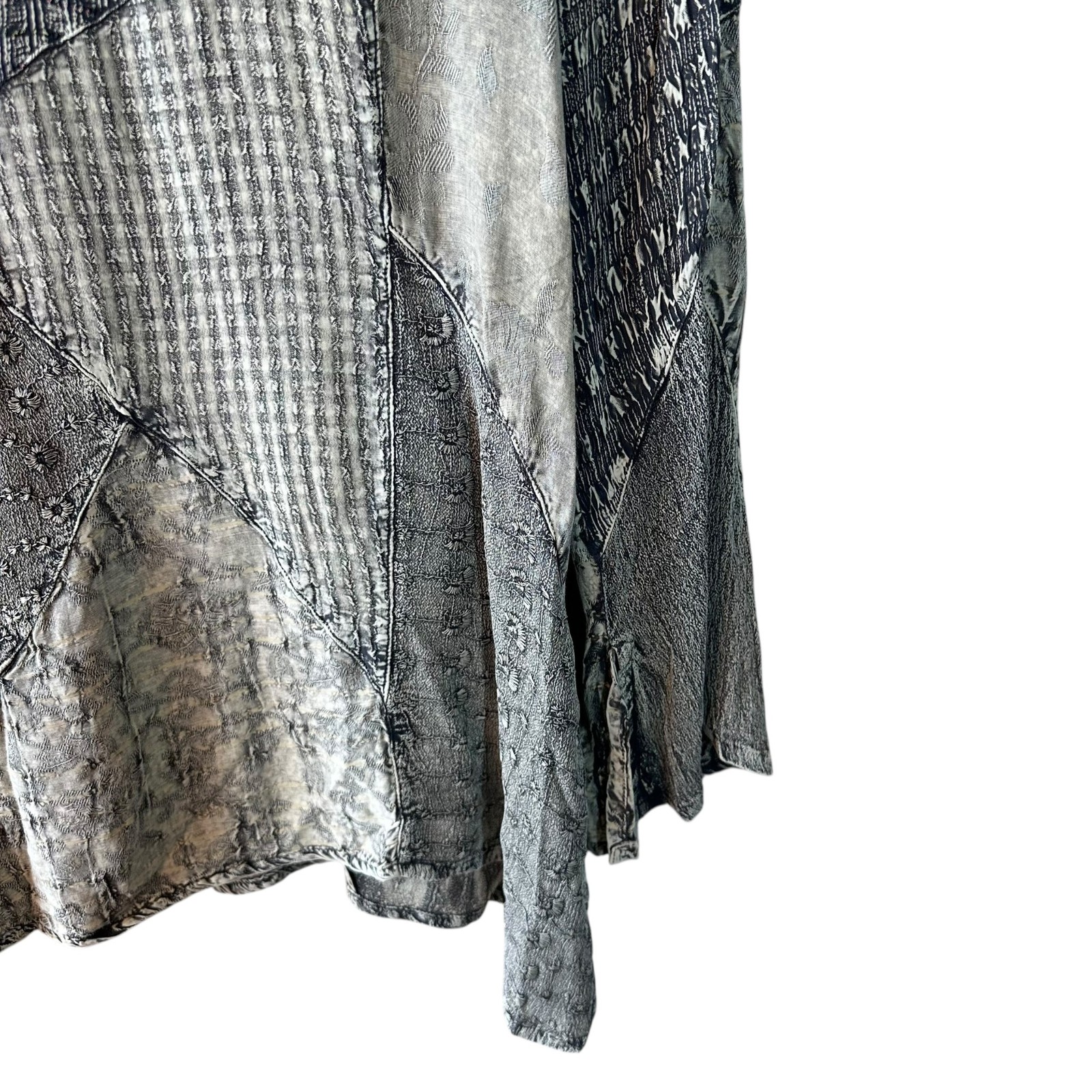 Sacred Threads Patchwork Textured Top Gray Mixed … - image 4