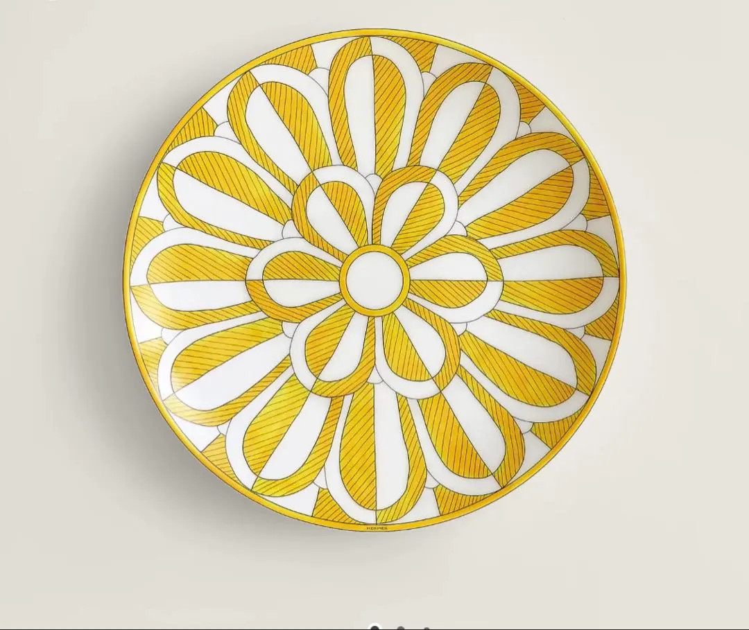 Hermes Dessert Plate Tablewear Soleil d'Hermes Yellow Porcelain FS from Japan