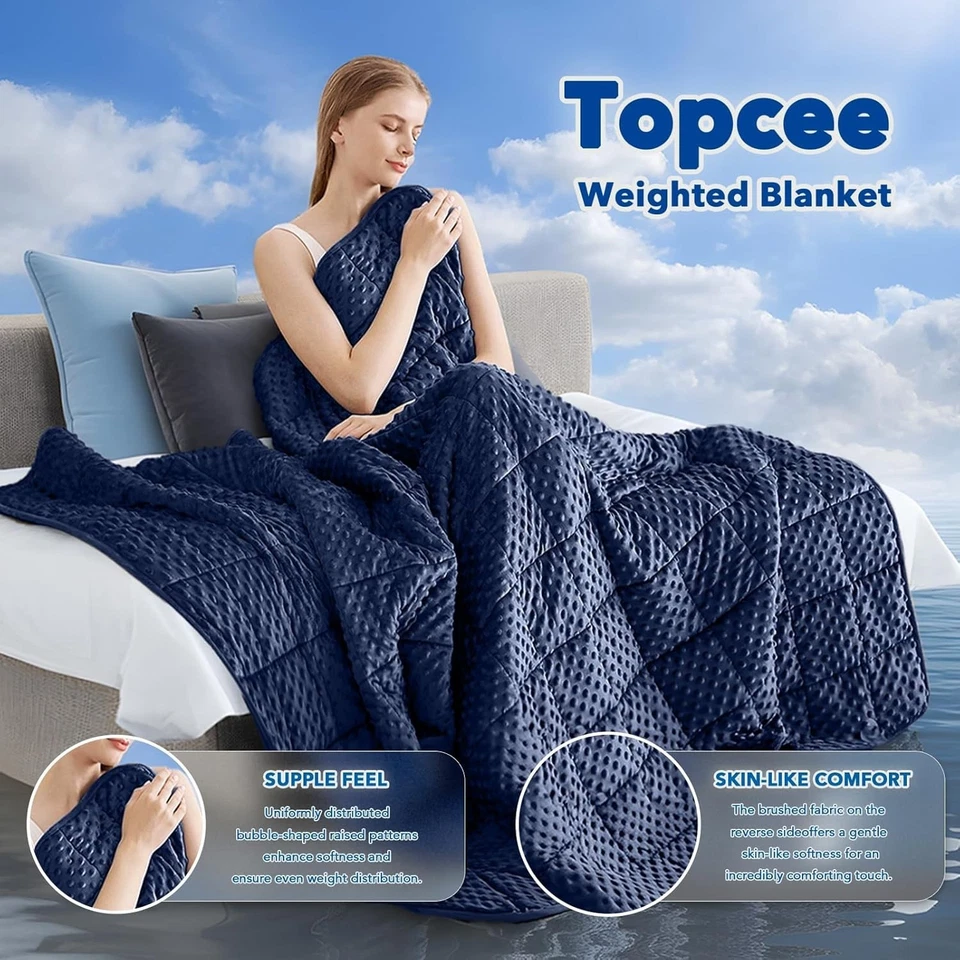 Lujosa manta con peso Minky Dots 60"x80" 20 lb - lavable a máquina cómoda Foto 4 de 4