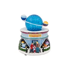 FG Square Planetarium Christmas Village with Spinning Saturn on Roof FGM2433