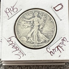 1945-D Liberty Walking Half Dollar 50C Silver Circulated US Coin