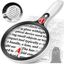 Large Magnifying Glass with Lights,10X 25X 45X Handheld Lighted Black