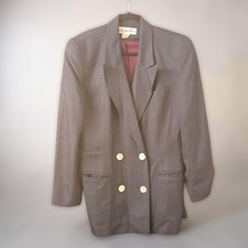 Vintage Christian Dior Plaid Double Breasted Blazer Navy Size 8