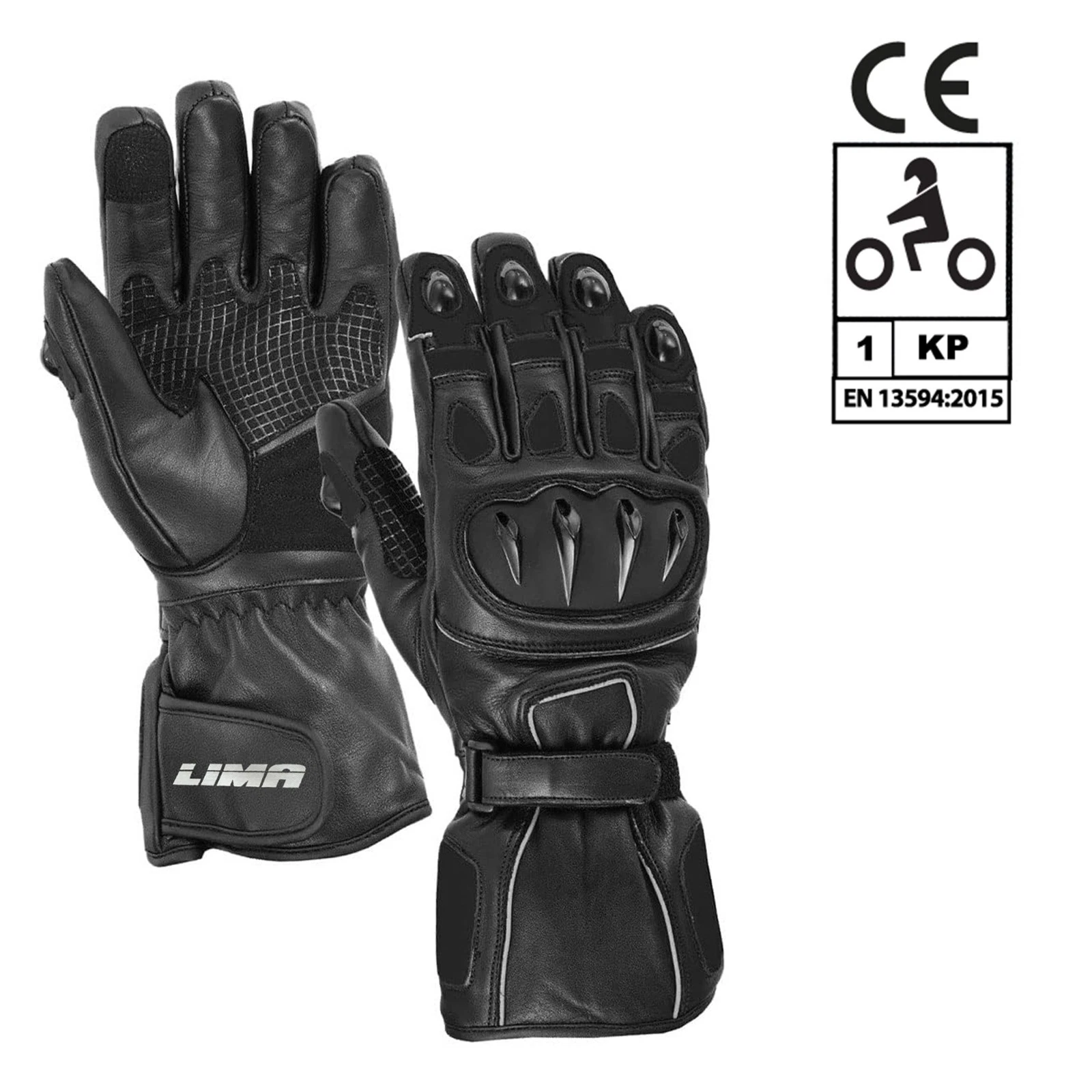Leather Motorcycle Gloves for Men-Carbon Fiber Knuckle Protection-Touchscreen