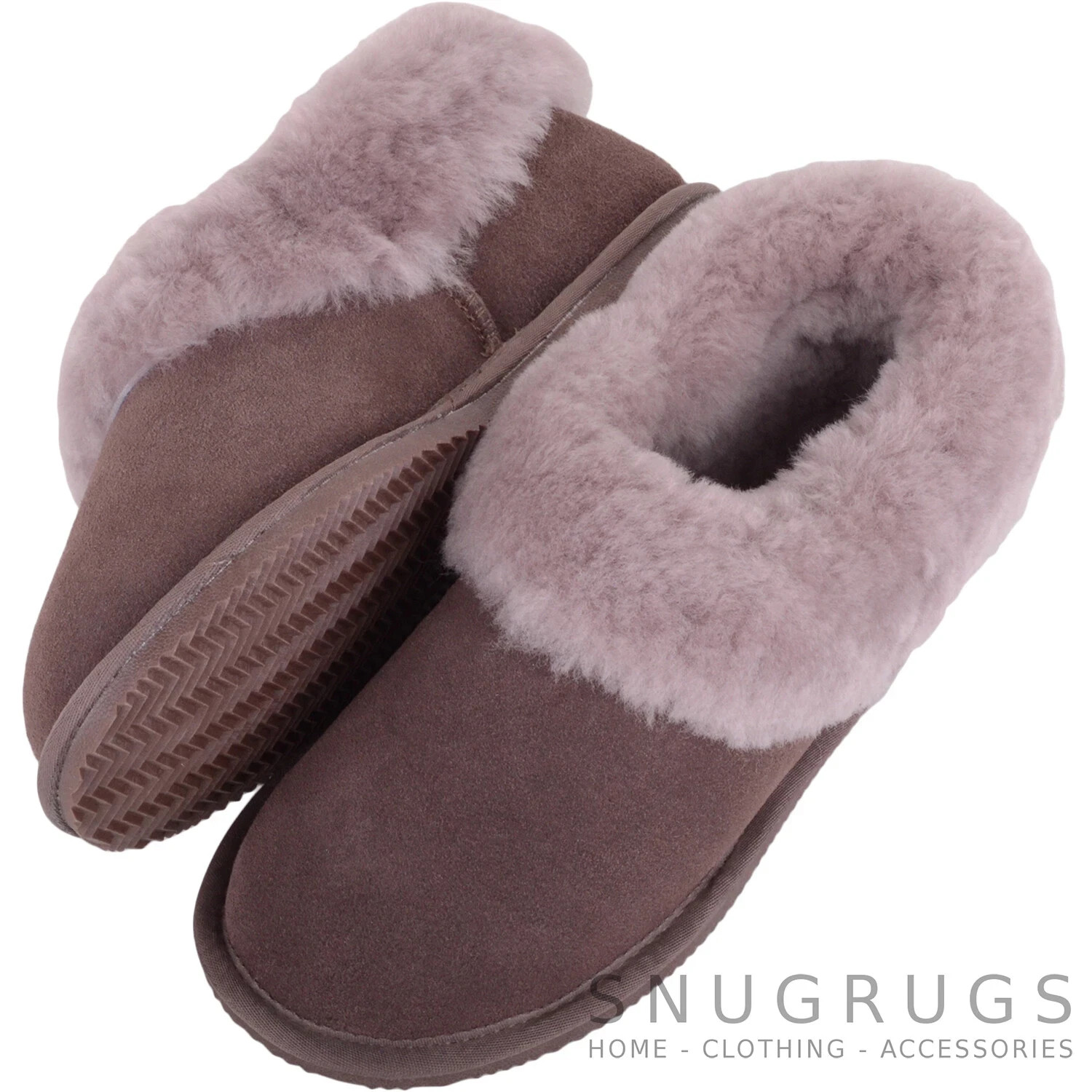 Ladies Womens Easy Slip On Genuine Sheepskin Slipper Boot with Cuff truffle 4
