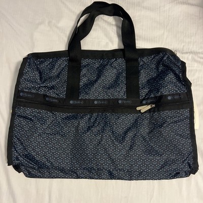 Lesportsac Deluxe Large Weekender Bag Adriatic Afternoon Blue Black Tote Luggage