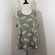 C&C CALIFORNIA Vest Top Shirt NWOT Olive Green Size XL Feather Graphic Print