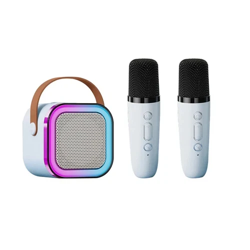 Portable Mini Karaoke Machine Bluetooth Speaker Kids with 2 Wireless Microphone - Picture 10 of 13