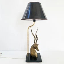 1970s IBEX ANTELOPE TABLE LAMP VINTAGE GOLD BRASS 70S RETRO 70s
