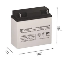 12 Volt 18 Amp 12V-18AH Sealed Lead Acid Battery by SigmasTek