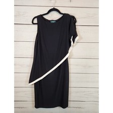 Lauren Ralph Lauren Womens Essentials Overlay Dress Crew Neck Black Size 4