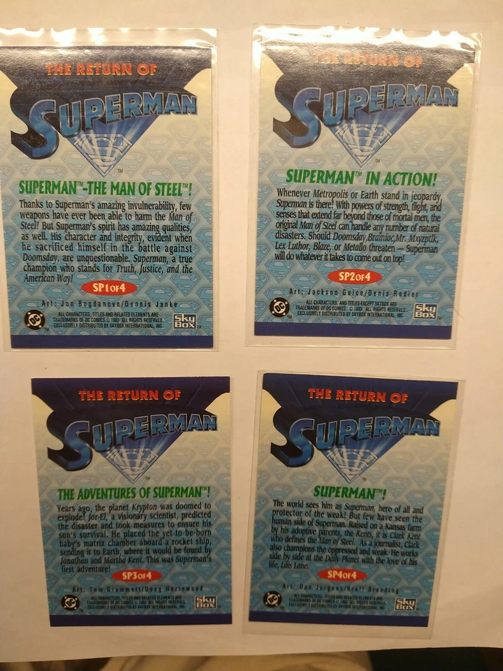 1993 DC Skybox Gold Foil The Return Of Superman Complete set. SP1 SP2 SP3 SP4 M - Image 2 of 4