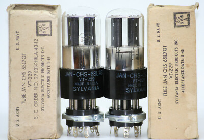 vt229 tube pair sylvania 6sl7gt 5691 ecc35 tung-sol nos nib valve rca gt wgt mil