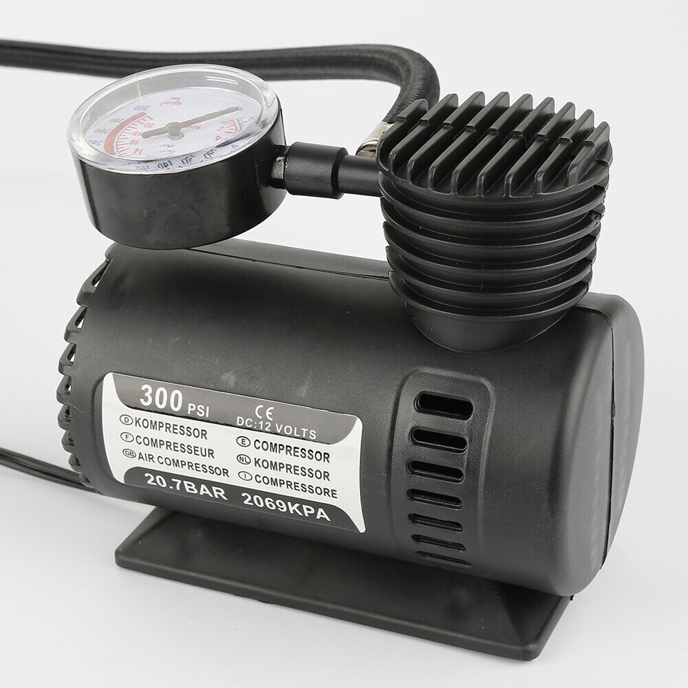 Portable Mini Air Compressor Electric Tire Inflator Pump 12 Volt Car 12V 300 PSI