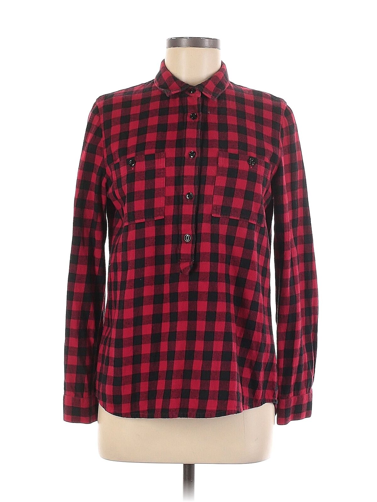 Madewell Women Red Long Sleeve Blouse M - image 1