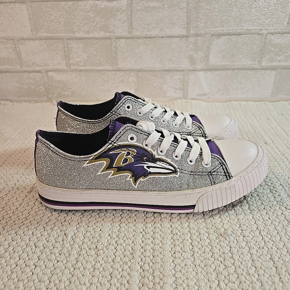 Foco NFL Baltimore Ravens Glitter Low-top Canvas Sneaker Shoes Women's Size 10 - Image 4 of 4