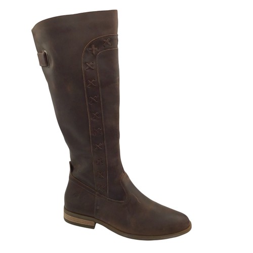 tall brown distressed leather boots