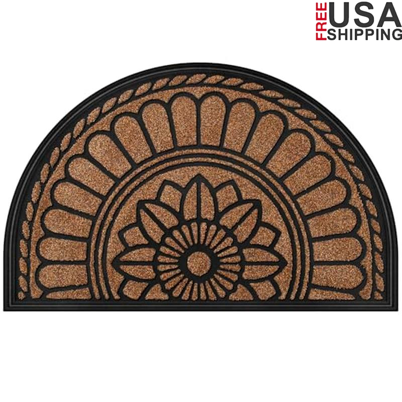 Non-Slip Half Round Door Mat Heavy Duty Rubber Welcome Mat Indoor Outdoor Usage