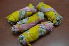 4 PCS WHITE SAGE + PINK/YELLOW CORN BUNDLE SMUDGE INCENSE 4 1/2" #T-793