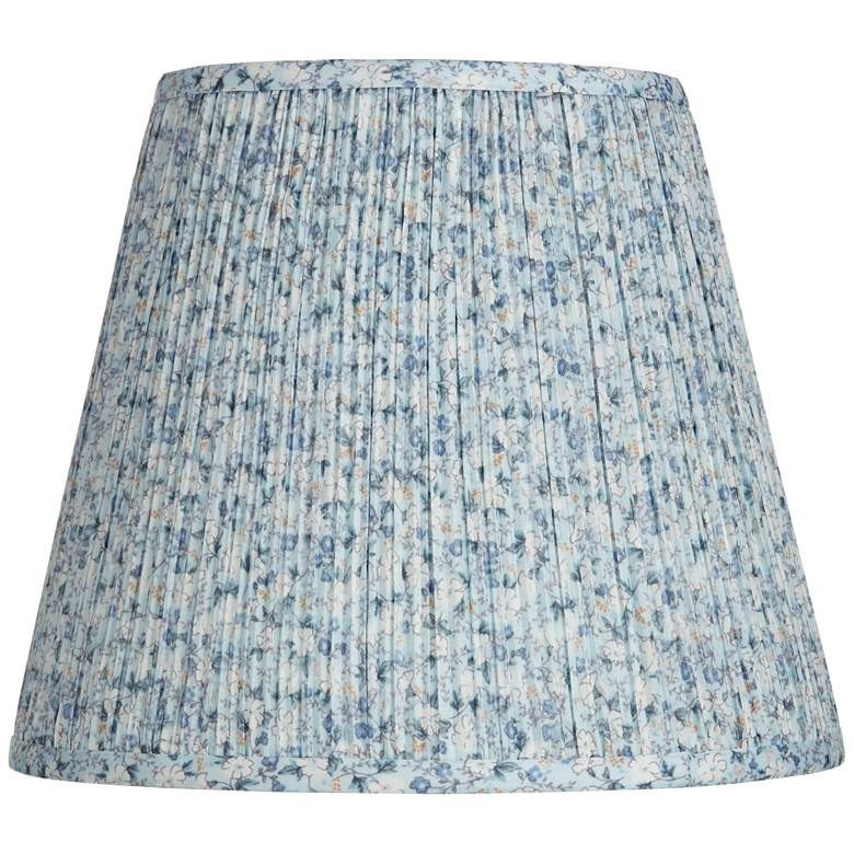 Hardback Pleated Empire Lamp Shade Blue Floral Medium 8x13x11 Spider Harp Finial