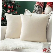 Pack of 2 Velvet Pillow Covers Decorative 24x24 Inch Pack of 2 Cream White