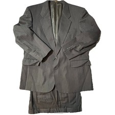 Evan-Picone Joslins Mens 46R Wool Pinstripe Suit Charcoal Gray 2 Piece Vintage