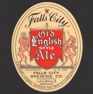 Falls City Ale beer label IRTP U Permit Louisville KY 1930s 12 oz.
