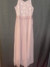 SHEIN Pink Floral Lace V-Neck Spaghetti Strap Long Sundress Bow 8Y Teens