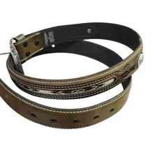 Nocona Belt Co. Top Hand Southwestern Concho Belt Olive Brown Size 44