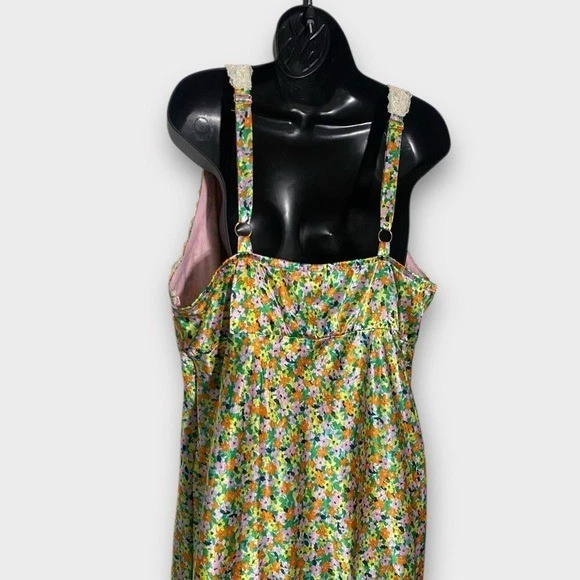Wild Fable Satin Retro Floral Sleeveless V-Neck Maxi Slip Dress Size XXL - Image 4 of 4