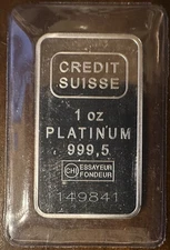 1 oz Credit Suisse Platinum Bar