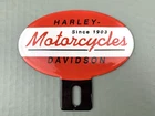VINTAGE 6x5.25" HARLEY-DAVIDSON MOTORCYCLES MOTOR OIL GAS PORCELAIN TOPPER SIGN