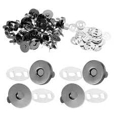 24Set Magnetic Snap Buttons, Magnetic Snap Closures for Purses [Black, 18mm]