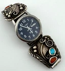 Native Sterling Silver Wristwatch Signed Vintage Timex Watch Runs 76.5g