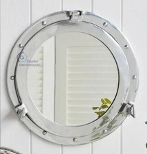 Nautical Round Mirror For Wall - Antique Porthole Mirror Nickel Polished Wall