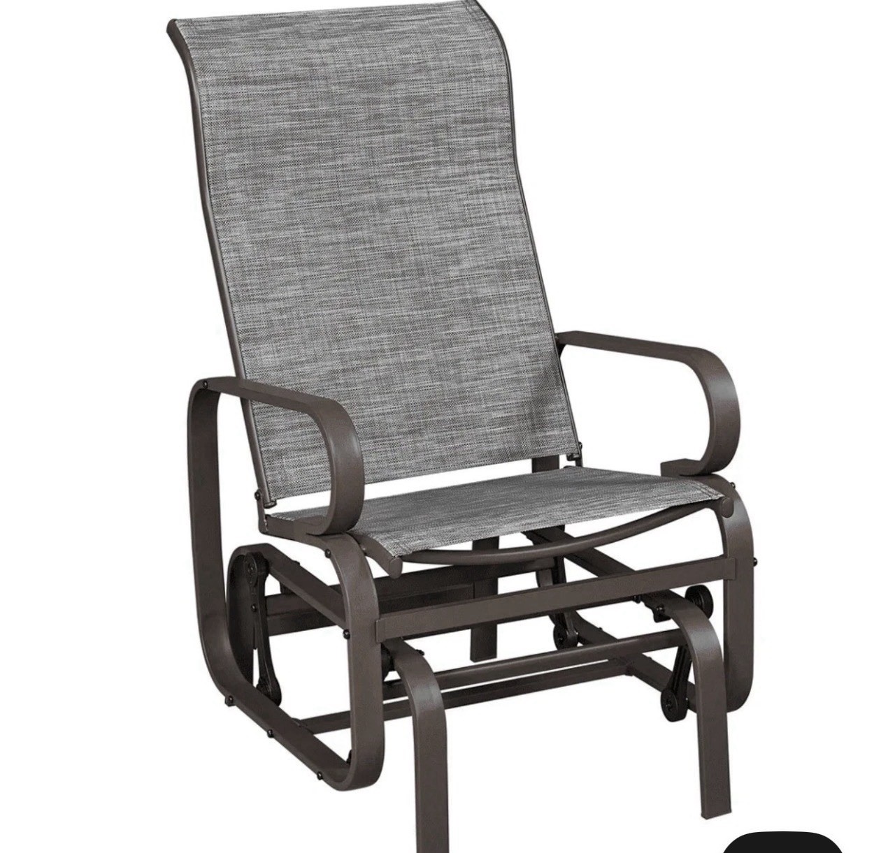 Patio Swing Single Glider Chair with Sling Fabric for Balcony Porch Gray