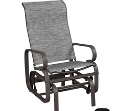 Patio Swing Single Glider Chair with Sling Fabric for Balcony Porch Gray