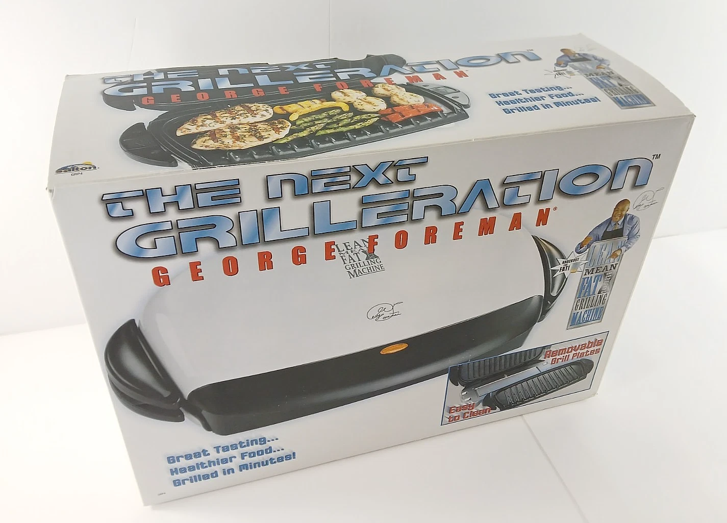 2004 George Foreman Deluxe 4-Burger Healthy Cooking Grill REMOVEABLE PLATES New!