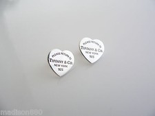 Tiffany  Co Return to Tiffany Heart Earrings Silver Medium Studs Rare Size