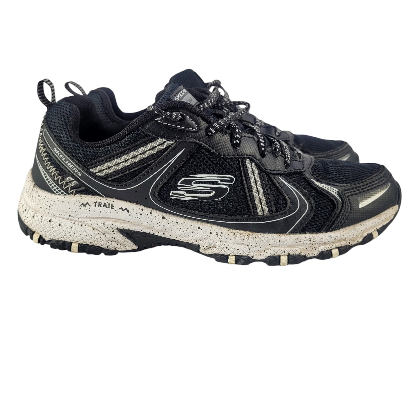 Skechers Shoe Womens SZ8 Black Sport Comfort Memory Foam Outdoor Hike Road Trail
